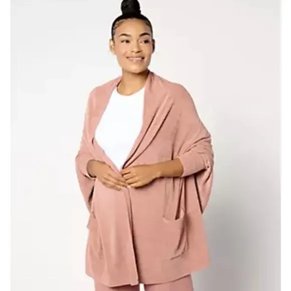 Barefoot Dreams CozyChic UltraLite Blanket Wrap size L/XL Dusty Coral New - Picture 7 of 11